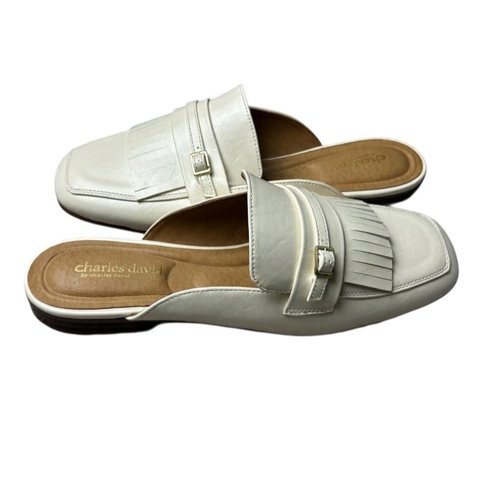 Charles by Charles David "Carole" Ivory Fringe Mules – Size 11 M